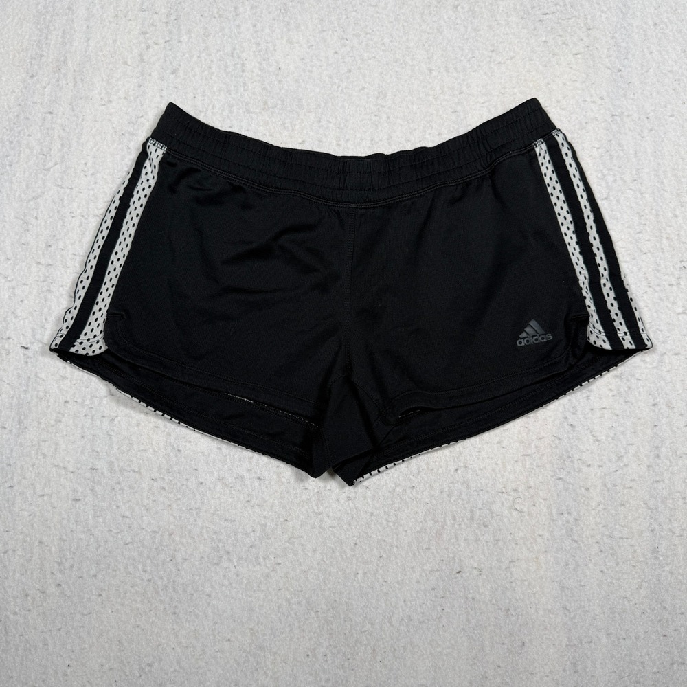 Adidas Climalite Running Shorts Mens Medium Black White Striped Athletic Gym